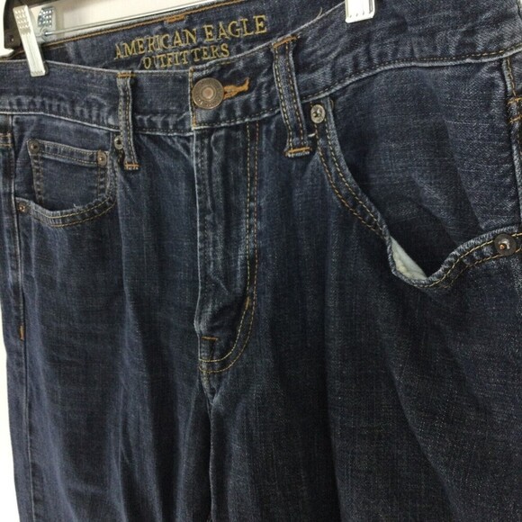 American Eagle Outfitters Men Original Straight Dark Wash Blue Denim Jeans 31/32 - Picture 9 of 9